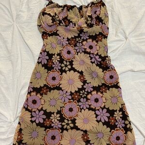 Princess Polly Floral Dress with Purple and Cream Accents and Mesh